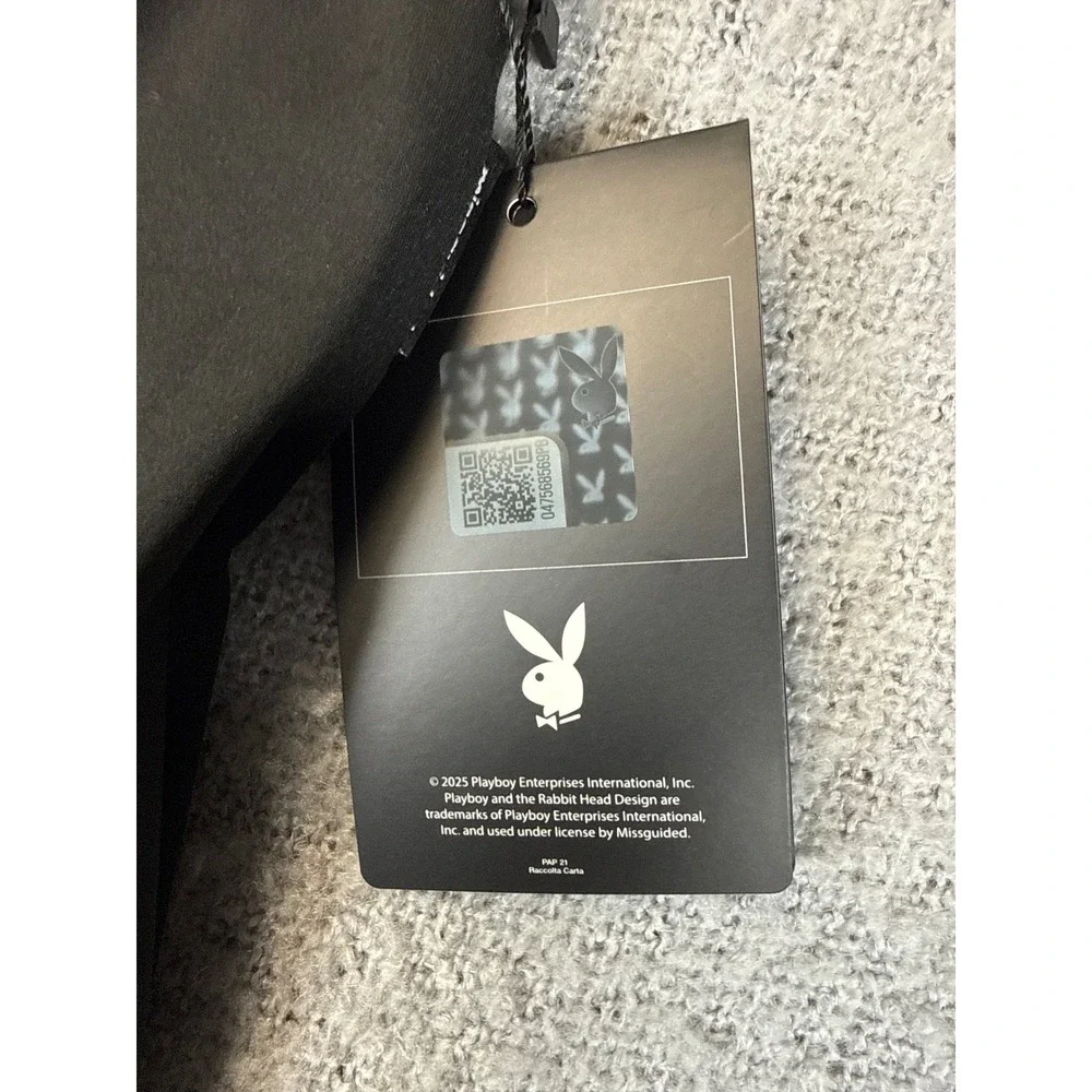 Playboy x Missguided Cropped Leggings Pink Bunny Logo Black Size M Sexy Athletic